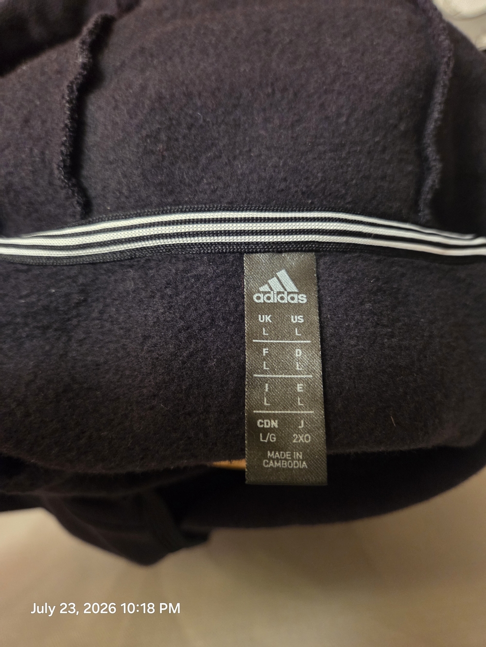 adidas Black Hoodie with White Trim and Logo Tag - Picture 4 of 5